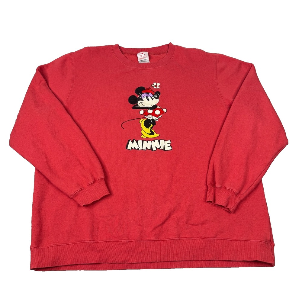 VTG Disney Store Minnie Mouse Sweatshirt Womens XXL Red Embroidered Crewneck Y2K